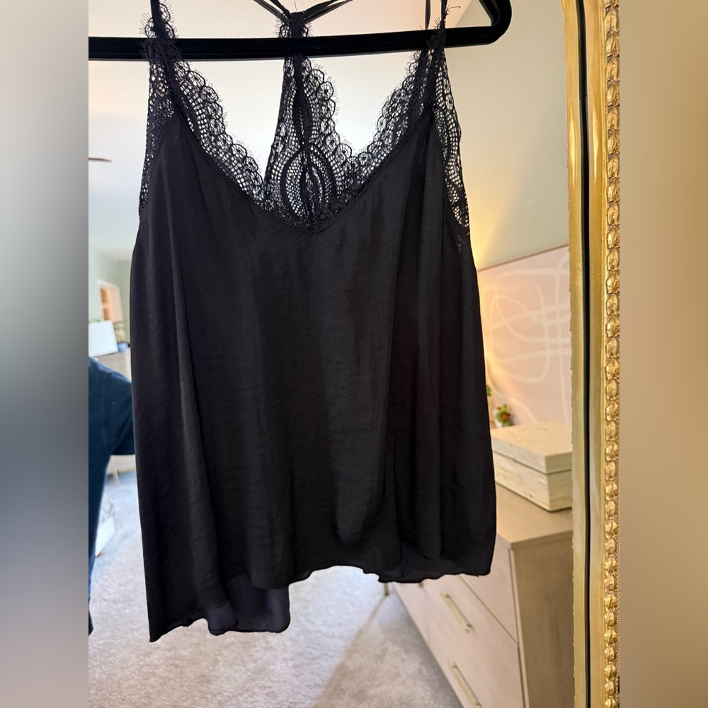 Free People Black Lace Trim Tank